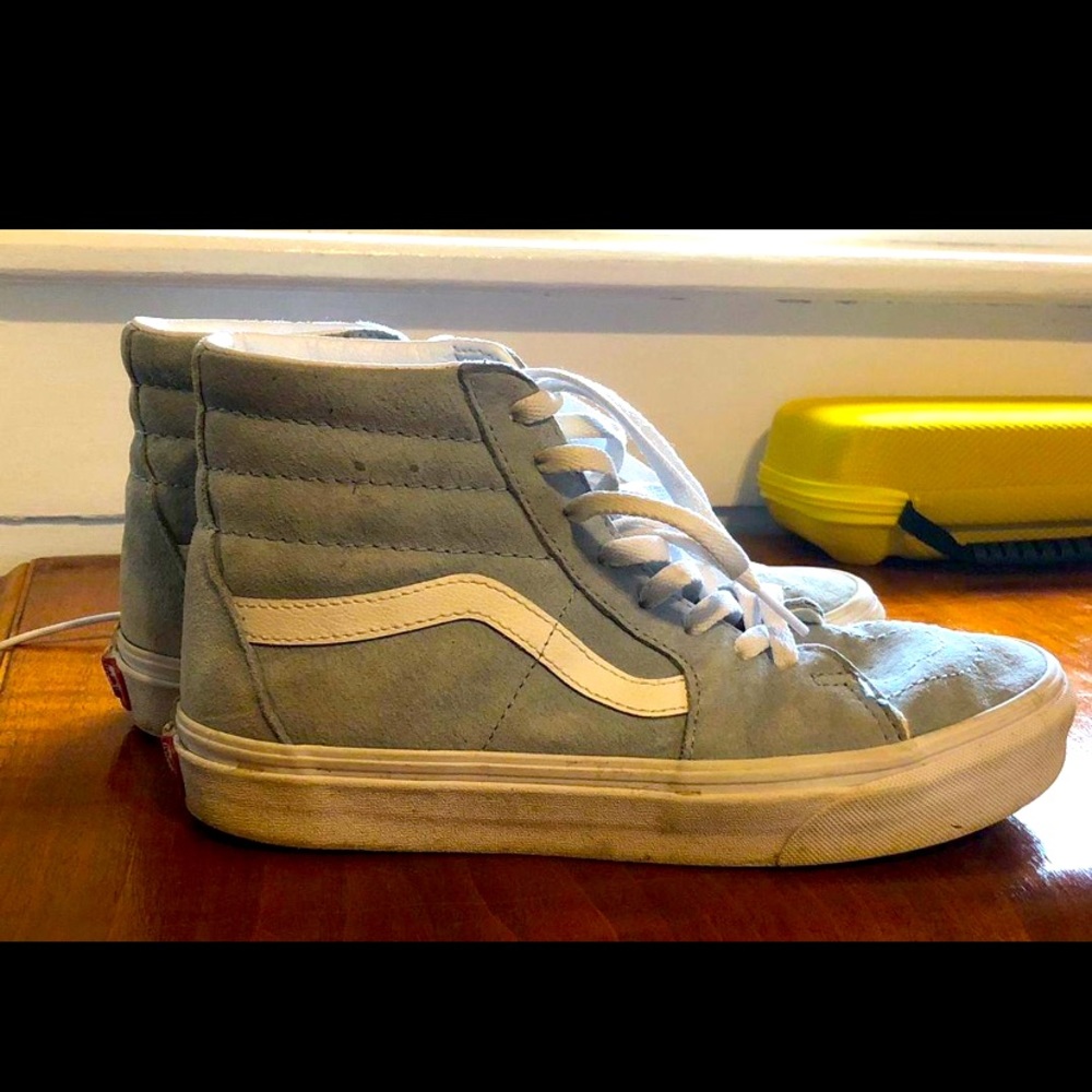 Baby blue high top vans